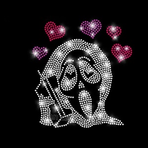 Trasferimento di strass di Halloween con mela avvelenata Bling Hotfix Festival motivo strass trasferimento per i vestiti - Product Image 3