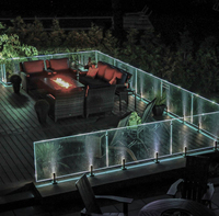 ZD Easy DIY Balustrades de piscine en verre en acier inoxydable avec éclairage LED solaire pour balcons et rampes de villas extérieurs Garantie à vie