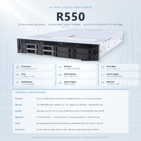Server Rak R550 R540 R530 2U Prosesor Ganda DDR4 NVMe SSD SAS SATA Penyimpanan Enterprise Cadangan File Cloud