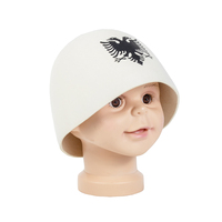 Chapeau de sauna en feutre de laine blanc avec logo personnalisé et boucle de suspension, doux et réutilisable, écologique, résistant à la chaleur et respirant pour hammam