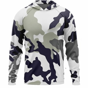 เสื้อตกปลาแขนยาวผู้ชายแบบมีฮู้ด ดีไซน์ใหม่ UPF 50 ระบายอากาศได้ดี แห้งเร็ว ผ้าตาข่าย ยืดหยุ่นได้ - Product Image 1