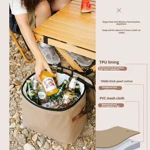 Bolsa Refrigerante de Verano <span class=keywords><strong>para</strong></span> Exteriores, Color Sólido, Gran Capacidad, Aislada, Plegable, Impermeable, Portátil, de Vinilo, Refrigerada - Product Image 1