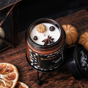 <span class=keywords><strong>Bougies</strong></span> d'aromathérapie à la cire de soja d'Halloween personnalisées et écologiques décorations de foin de citrouille à combustion longue pour la décoration de la maison des vacances - Product Image 2