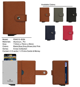 Custom Designer Unisex Business Pop up Open PU <b>Wallet</b> Short RFID Anti-Theft Nylon Lining Card <b>Holder</b> - Product Image 3