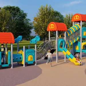 Park School Train Series amusement park round slides custom outdoor children playground slides
