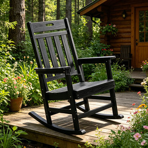 Chaise à bascule d'extérieur moderne en PEHD, vente chaude d'usine, chaise longue de patio en <span class=keywords><strong>plastique</strong></span> et bois de luxe, <span class=keywords><strong>pas</strong></span> chère, pour hôtels et complexes hôteliers - Product Image 5