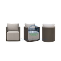 Kunden spezifischer runder Esstisch der Spitzenklasse für 6 Personen Garten tisch Aluminium Langlebige moderne High-End-Projekt-Gartenmöbel