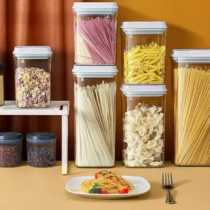 Quadratisches hohes transparentes Pop-up-Druckknopf-Vakuum-luftdichtes Kunststoff-Lebensmittellager-Set