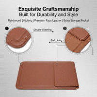 Étui pour ordinateur portable 3-en-1 avec support pliable, tapis de souris, sac fin en cuir PU marron pour MacBook Pro Air 13 14 15 16 pouces, bureau