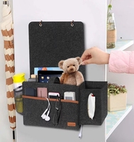 Organisateur de sac de rangement en feutre durable avec logo personnalisé Caddy de rangement de chevet en feutre suspendu avec boîte à mouchoirs et poche pour bouteille d'eau