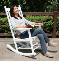 Nouvelle chaise à bascule en bois traditionnelle, conception à lattes en bois massif pour patio porche et salon intérieur extérieur
