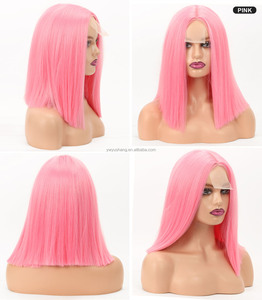 14 pouces 2.5x2 avant dentelle os droit Bob perruque de <span class=keywords><strong>cheveux</strong></span> synthétiques point culminant partie centrale simulé cuir chevelu perruque haute température - Product Image 4