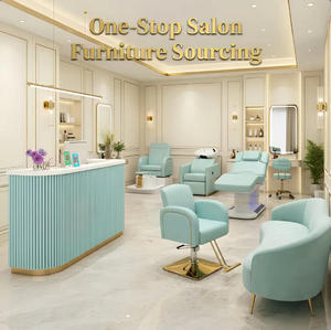 Juego de Muebles de Salón de Lujo en Cian Menta y Dorado 2026, Solución Integral de Suministro para Salones de Belleza, Spa, Barbería y Uñas Modernos - Product Image 1