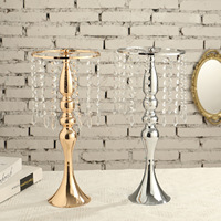 Vases à fleurs en gros, grands vases en métal pour centres de table, supports dorés en cristal pour arrangements floraux, centres de table de mariage