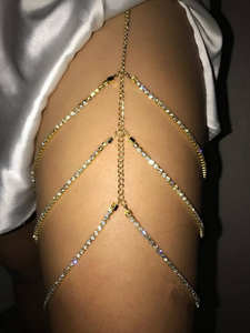 ヨーロッパとアメリカのセクシーな脚太ももハーネスジュエリービーチマルチレイヤーゴールドカラーロックチェーンラインストーン光沢のある女性のセクシーなボディ - Product Image 5