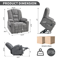 Fauteuil inclinable moderne en métal et tissu DOSER avec massage électrique inclinable, port USB - Soins à domicile pour les personnes âgées