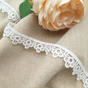 ลูกไม้คุณภาพสูงแบบบาง แต่งขอบด้วยลายปักแฟนซี ลูกไม้กีปัวร์เคมี ขนาดกว้าง 1.6 ซม. ลายดอกไม้ สำหรับเสื้อผ้าและของตกแต่งบ้าน - Product Image 5