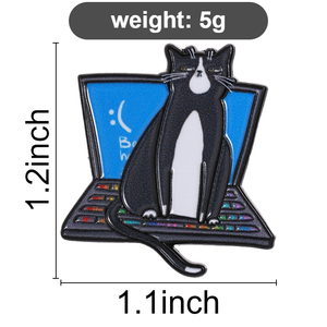 Pin Esmaltado de Gato Divertido con Error de Computadora, Broche de Laptop con Pantalla Azul (BSOD), Insignia de Animal Kawaii para Programadores de TI - Product Image 6