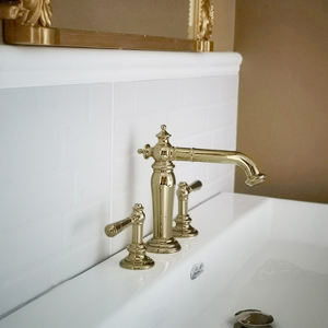 <span class=keywords><strong>Grifo</strong></span> mezclador de latón para <span class=keywords><strong>lavabo</strong></span> de baño de 3 agujeros <span class=keywords><strong>con</strong></span> doble manija de estilo tradicional europeo - Product Image 2