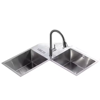 Évier de cuisine d'angle unique fait main en acier inoxydable moderne Évier de cuisine triangulaire en acier inoxydable
