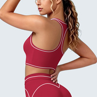 Nouveau soutien-gorge de sport pour femme à maintien élevé, color-block, brossé, avec bretelles croisées, ajusté, respirant, design dos en I, rembourrage avant amovible