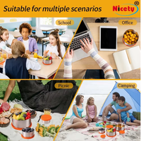 Boîte de rangement Nicety 2024, vente chaude, boîte à lunch ronde, style bento, personnalisation des techniques, style scolaire, nourriture, couvercle en silicone pour enfants