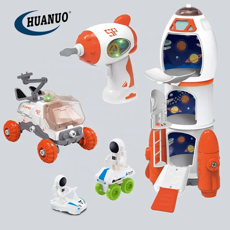 Set Mainan Luar Angkasa Deluxe-Space Large Rocket Mars rover slide spacecra dengan lampu dan mainan ruang suara untuk anak-anak