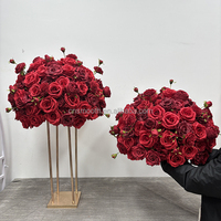 SMS Bestseller Hochwertige Hochzeitstisch-Dekorationen 60CM Seiden-Rote Rosen Künstliche Blumenkugeln für Zuhause und Hochzeit