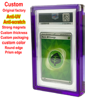 Étui de présentation en acrylique pour cartes gradées PSA avec couvercle magnétique, support PSA, étui de protection anti-rayures, bord rond prismatique