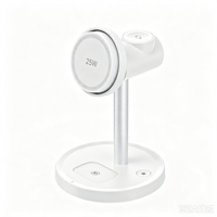JEDI 2026 Nouvelle station de charge sans fil 3-en-1 refroidie par air .2 |   Chargeur magnétique rapide 25W, support de téléphone avec lumière d'ambiance nocturne pour PC