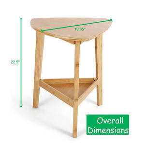 <span class=keywords><strong>Mesa</strong></span> Auxiliar de Sofá Multifuncional de Dos Niveles Triangular con Estante de Almacenamiento de Bambú - Product Image 4