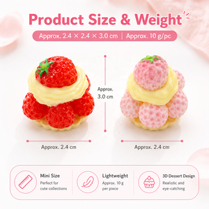 คาโบชองเค้กครีมสตรอว์เบอร์รี 3 มิติ ขายส่ง ของตกแต่งขนมหวานปลอม DIY กาววิปครีม อุปกรณ์ตกแต่งเดโคเดน - Product Image 5
