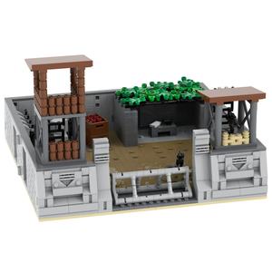 Base de défense militaire du champ de bataille de la Seconde Guerre mondiale, ruines militaires, tour de garde, armes de base, fournitures, ensembles de blocs de construction - Product Image 5