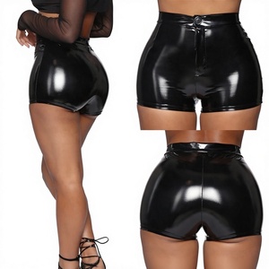 Shorts sexy pour femmes, brillants, élastiques, <span class=keywords><strong>taille</strong></span> <span class=keywords><strong>haute</strong></span>, en similicuir PU brillant, coupe slim, pour la danse, clubwear, mini-shorts - Product Image 4