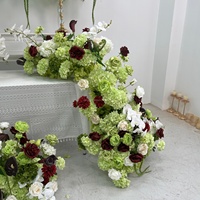 Arrangement floral artificiel de luxe vert Bourgogne, centre de table de mariage, orchidée en soie, style cascade, décoration événementielle