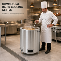 Marmite électrique en acier inoxydable 304 |   Circulation de l'eau, refroidissement rapide |   100-500L |   Bouillon de Viande Commercial pour Restaurants