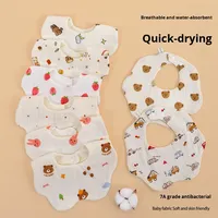 Bavoirs pour bébé de classe A en pur coton, nouveau-né, six couches, antibactérien, absorbant, dessin animé, bavoir pour manger