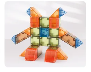 Mainan Puzzle pengiriman cepat pabrik langsung pendidikan ABS plastik mainan anak magnetik ubin bangunan blok kubus