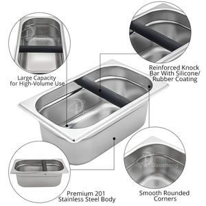 DaoSheng - Equipo para Cafetería, Caja de Residuos de Acero Inoxidable Cuadrada, Accesorios para Espresso, Caja de Residuos de Café Grande con Varilla para Cajón para Cafetería - Product Image 2