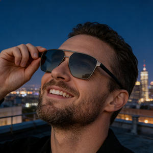 แว่นกันแดดผู้ชายแฟชั่นใหม่สีดำไนลอนโพลาไรซ์ UV400 ประเภท 3 บังแดดพลาสติกกรอบโลหะ KS-3981 - Product Image 3