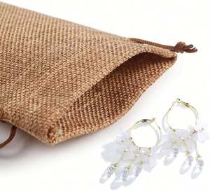 Sacs cadeaux en toile de jute avec cordon de serrage pour mariages, pochettes en toile de jute et en lin pour bijoux, recyclables et écologiques pour les fêtes d'anniversaire - Product Image 4