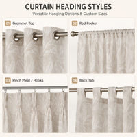 Rideaux transparents jacquard à motifs de feuilles élégantes de style nordique, couleurs terreuses, panneaux de fenêtre pour chambre à coucher et salon