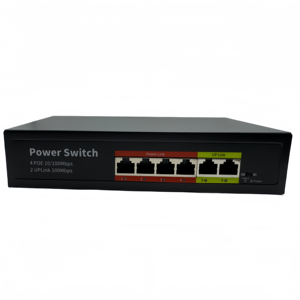 Commutateur PoE Fast Ethernet 4 ports RJ45 + 2 ports Uplink 60W - Test de réseau IA - Product Image 1