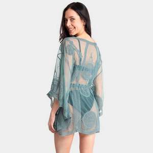 Blusa <span class=keywords><strong>de</strong></span> playa para mujer Blusa <span class=keywords><strong>de</strong></span> encaje bordado <span class=keywords><strong>de</strong></span> malla Suntan Sexy Bikini Traje <span class=keywords><strong>de</strong></span> baño Cubrir Ropa <span class=keywords><strong>de</strong></span> playa - Product Image 4