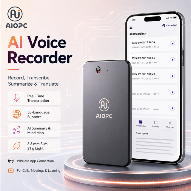 AI Voice Recorder Transcribe & Summarization with ChatGPT Audio Recorder Support 80+ Languages Sound Recorder for Meetings/Calls