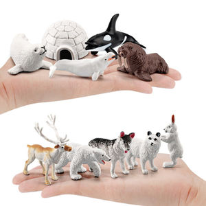 Enfants réalistes Mini figurines d'animaux jouets solide PVC arctique hiver Igloo chien baleines phoques renard morse renne animaux à vendre - Product Image 5