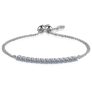 Pulsera de tenis de Plata de Ley 925, pulseras ajustables de diamantes de moissanita cultivados en laboratorio, joyería fina al por mayor - Product Image 1