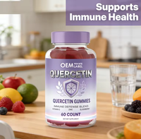 Gummies à la Quercétine avec Vitamine C, Zinc et Baies d'Agripaume, Complément de Soutien Immunitaire pour la Santé Antioxydante, Respiratoire et Saisonnière