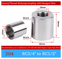 Raccord réducteur BSPT en acier inoxydable 304 poli forgé haute pression sur mesure 3000 LB, filetage interne PT3/4"*1/2"