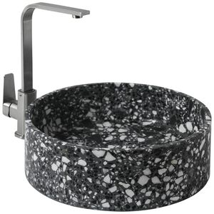 Lavabo de salle de bain en terrazzo personnalisé Lavabo de salle de bain coloré fait à la main Évier de comptoir rond - Product Image 1